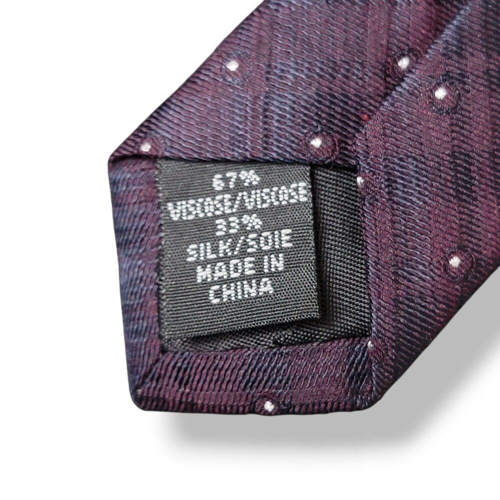 Calvin Klein Polka Dot Tie Men's Purple Necktie Standard Classic Preppy Academia - Picture 4 of 5